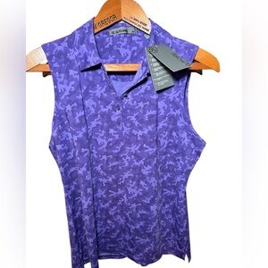 G/FORE Purple Camo Tank Top Silky Tech Nylon Sleeveless Polo Women's Size XL NWT